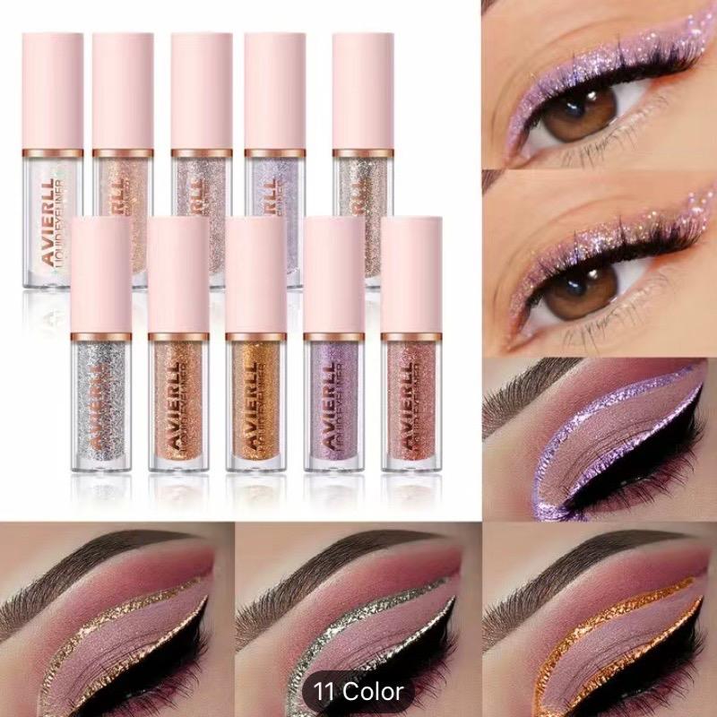 Glitter 10 Colors Liquid Eyeliner Pen, Long Lasting Shimmer Waterproof Colourful Eyeliner, Easy Coloring Smudge Proof Fast Drying Eye Makeup Lipliner Cosmetic Multicolor