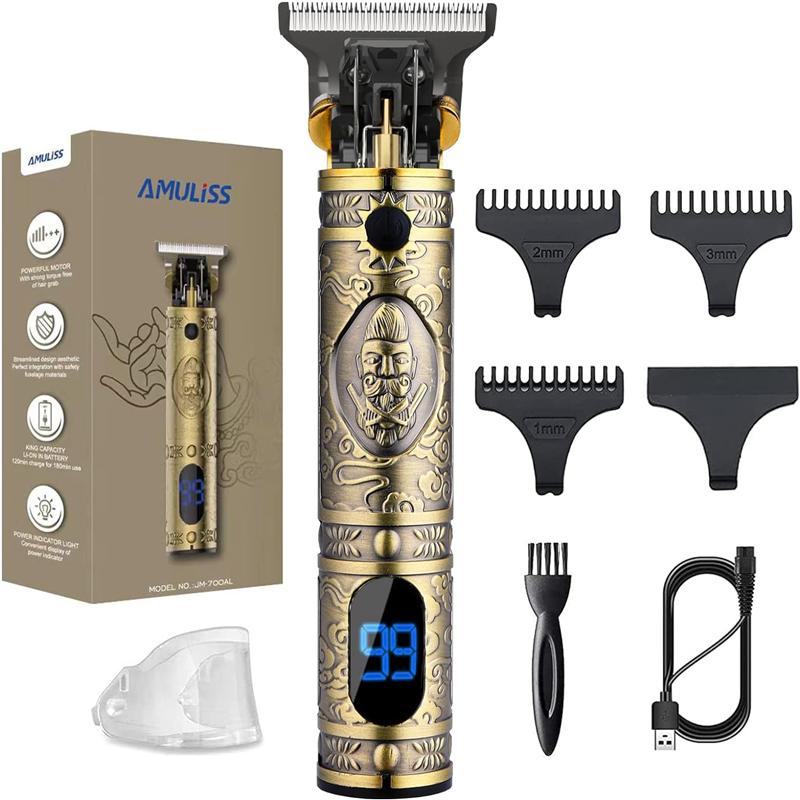 AMULISS Professional Mens Hair Clippers Zero Gapped Cordless Hair Trimmer Professional Haircut & Grooming Kit for Men Rechargeable LED Display rechargeable beard halloween gift trimmers