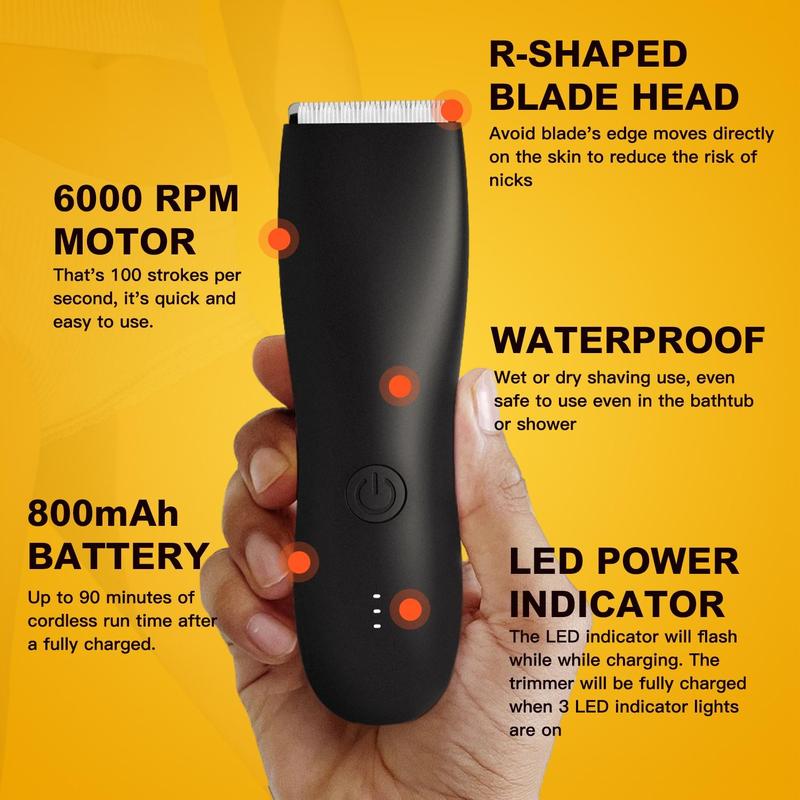 Professional Summer Body Hair Trimmer, 1 Count Waterproof Electric Hair Shaver with 2 Counts Guide Combs, Portable USB Rechargeable Hair Clipper Set for Men, Comfort Barber Equipment, Stocking Fillers Gift