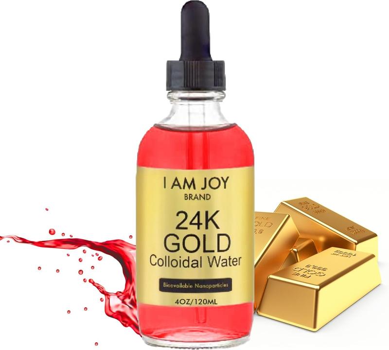 Liquid Colloidal Gold 24k 99.99% Pure 100ppm Ruby Red Water Based All Natural Electrolysis 4oz Glass Bottle