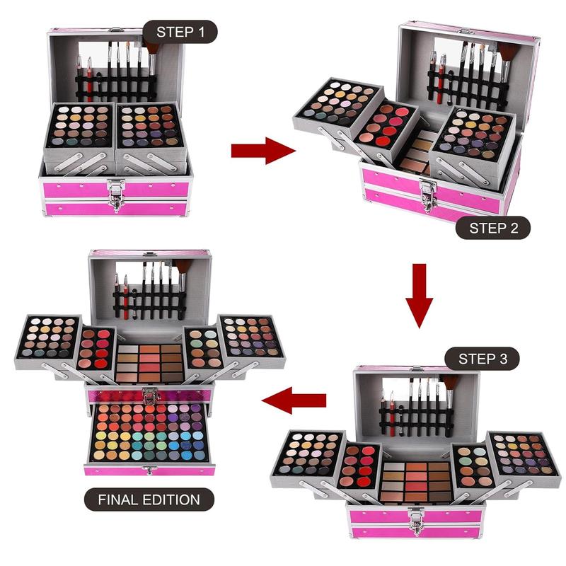 132 Color All In One Makeup Gift Set Kit- Includes 94 Eyeshadow, 12 Lip Gloss, 12 Concealer, 5 Eyebrow powder, 3 Face Powder, 3 Blush, 3 Contour Shade, 2 Lip Liners, 2 Eye Liners, 4 Eyeshadow Brush