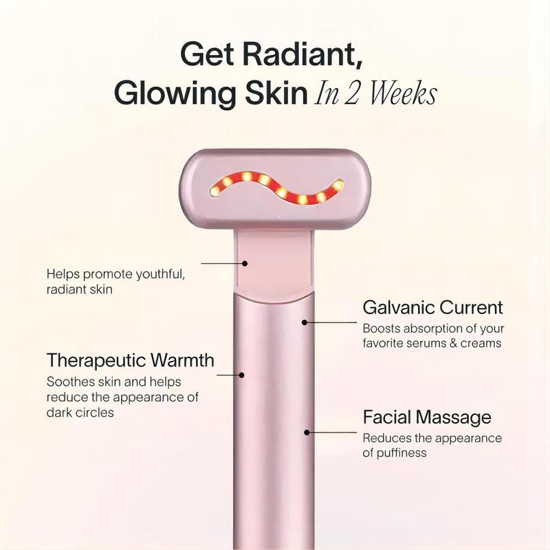 Multifunctional LED Eye Skincare Massager, Vibration & Heating Beauty Device, Reduce Dark Circles & Puffiness & Wrinkles, Comfort Facial Wand with USB Rechargeable