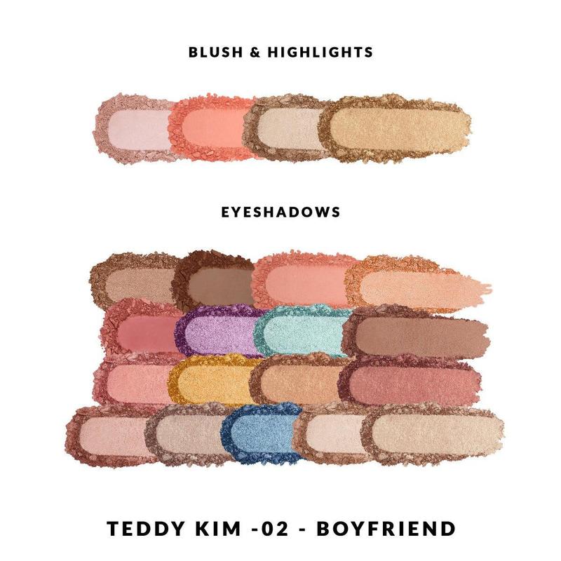 KimChi Chic Teddy Kim Palette - 21 Shimmer & Matte Pigmented Shades for a Flawless Face - Eyeshadow, Highlighters & Blushes