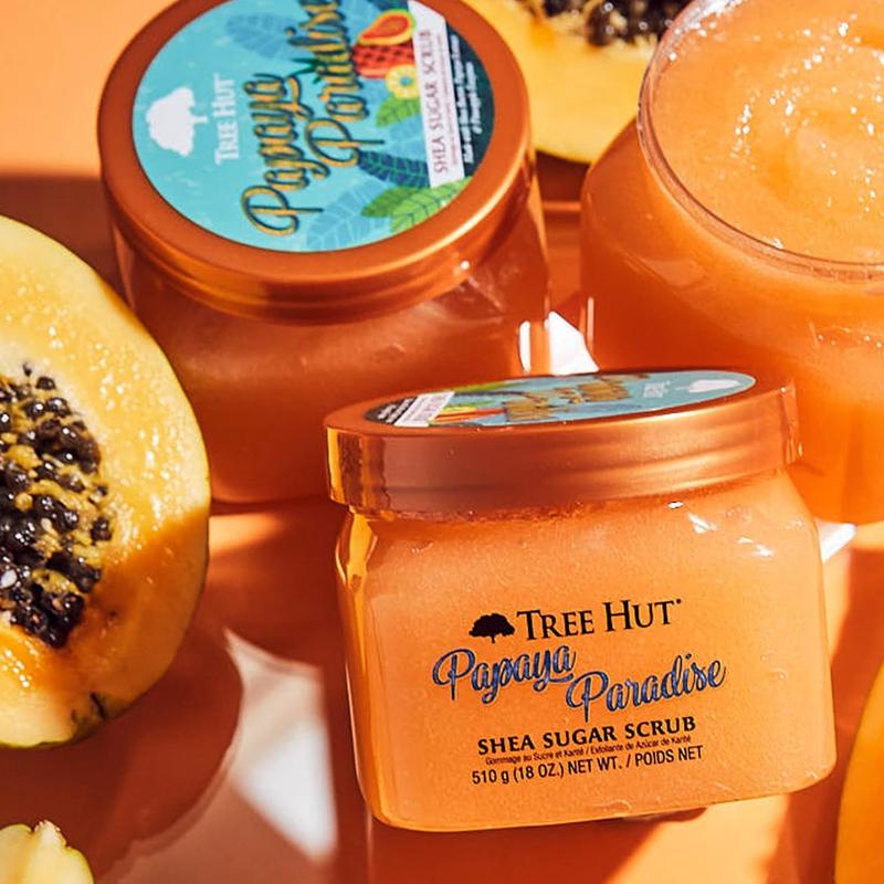 Tree Hut Papaya Paradise Shea Sugar Scrub | Exfoliating Body Scrub Removes Dead, Dry Skin for a Soft & Hydrated Feel | Nourishing Essential Body Care | 18 Fl Oz. Tree Hut