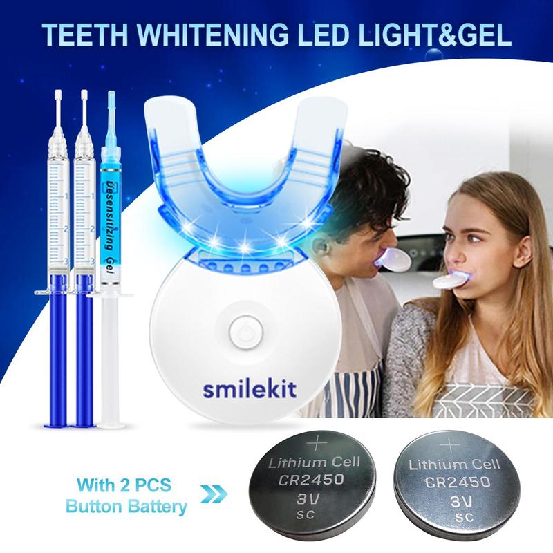 Teeth Brightening Kit, 1 Set Teeth Brightening Light with 3 Teeth Brightening Gel Refill, Mouth Trays- Built-in 10-minute Timer Restores Your Gleaming Bright Smile