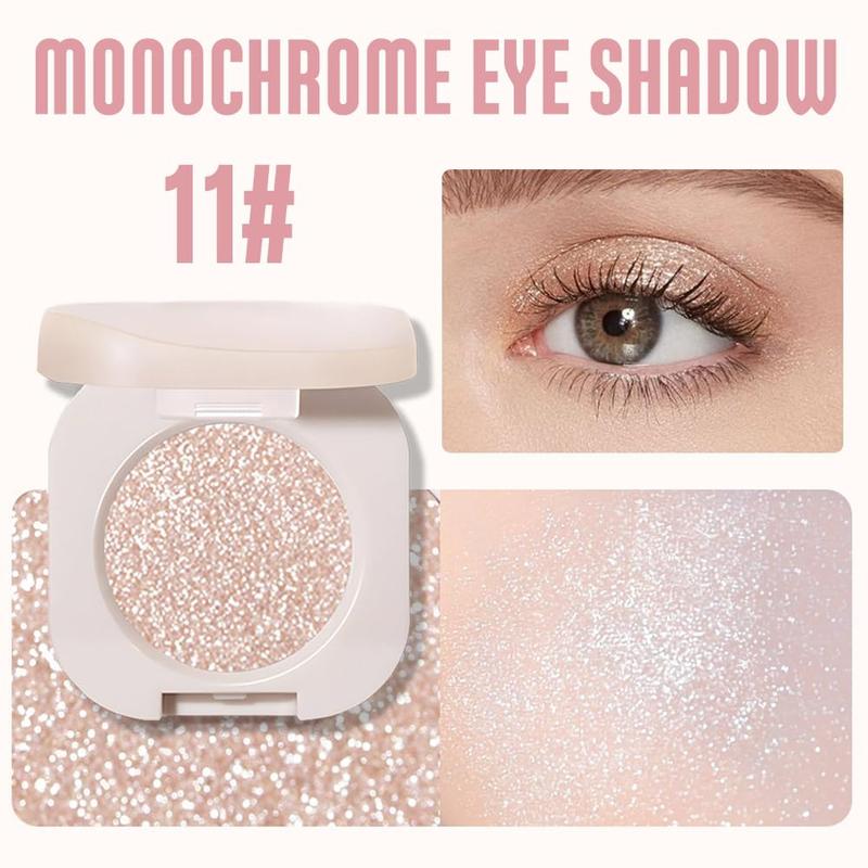 Monochrome Glittle Eyeshadow, light eyeshadow, pressed glitter eyeshadow, Glittle Matte Pressed Powder Single Vegan Eyeshadow; Talc, Paraben & Cruelty Free,(11) Light Brown Glitter