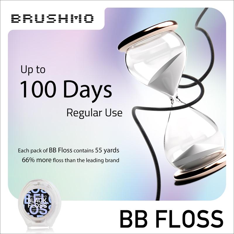 Brushmo Black Floss (BB Floss), 3 spool (165 yd) Mint, Non-Toxic PTFE & PFAS Free, US Dentist-Designed, Stain-Absorbing, Woven Expanding, Natural Wax to Prevent Gum Disease, Oral Care for Adults