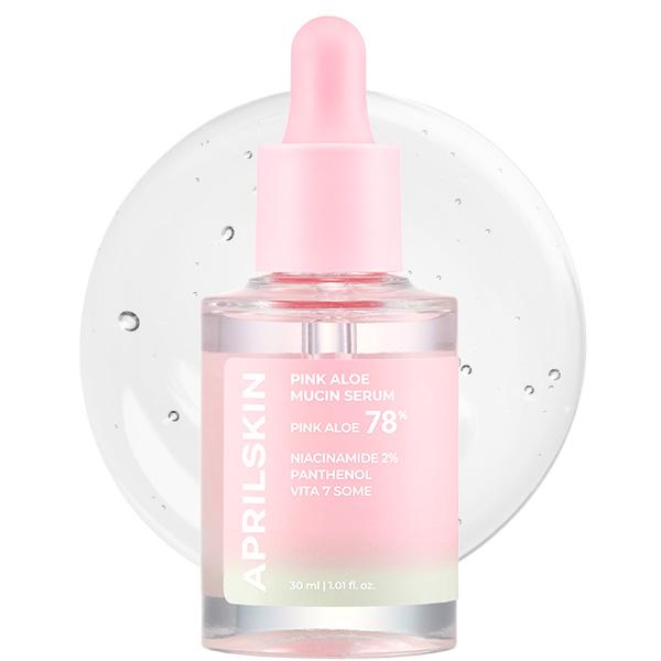 [APRILSKIN Official Shop] Pink Aloe Mucin Serum (30ml) | Soothing, Glowy Serum | Jejudo Pink Aloe | Korean Skincare | Glass Glow Hydrate Moisturizer