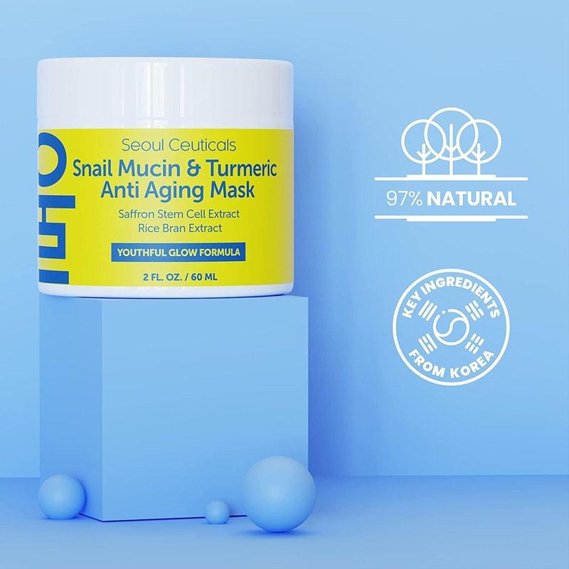 Snail Mucin & Turmeric Anti Aging Mask Skincare Face Mask Korean Skin Repair & Comfort