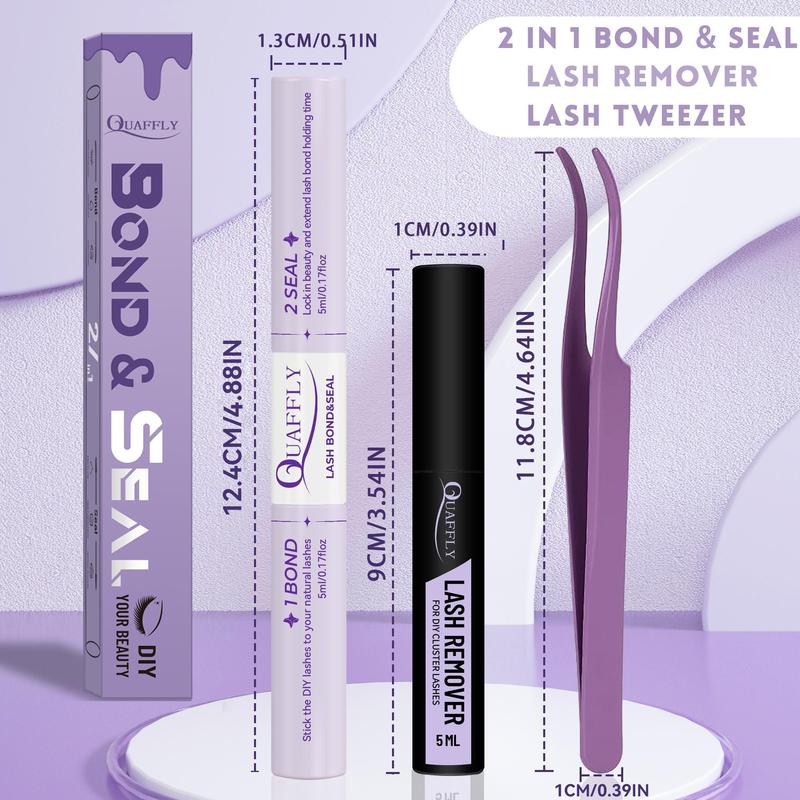 3 in 1 Eyelash Bond & Seal & Remover, Long Lasting Eyelash Glue, Eyelash Remover, Tweezers, Professional Eye Makeup Tool for Women & Girls, Christmas Gift