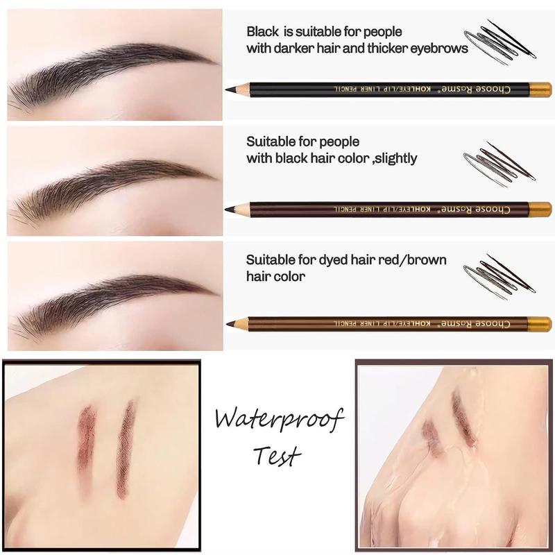 Waterproof Eyebrow Pencil (12pcs set), Easy Coloring Eye Brow Pen with Sharpener Cap, Lightweight Brow Shading & Filling Pencil for Daily Makeup