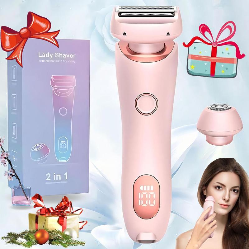 Comfort Women's Electric Shaver, Epilator Hair Remover，2-in-1 Cordless Razor with Detachable Head, Wet & Dry Use Rechargeable Bikini Trimmer for Women Legs Underarm Face Pubic Hairs, Summer Gift, Body Hair Trimmer, Christmas Gift