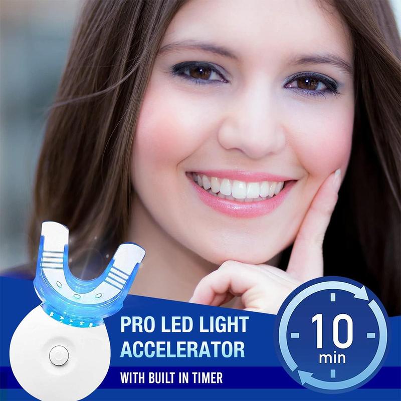 Teeth Brightening Kit, 1 Set Teeth Brightening Light with 3 Teeth Brightening Gel Refill, Mouth Trays- Built-in 10-minute Timer Restores Your Gleaming Bright Smile