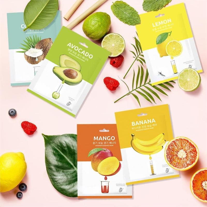 Jkosmec Face Mask Set Korean Beauty Essence Facial Sheet Mask Korea Skin Care Moisturizing 7 New flavors Skincare 7 masks in a pack Made in Korea