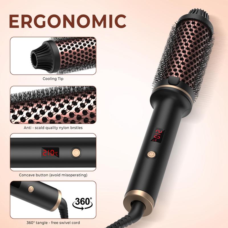 Hair Curling Iron, Hot Brush Hair Curler, Hair Curling Wand for Beach Wave Shape, Hair Styling Tool for Women & Girls