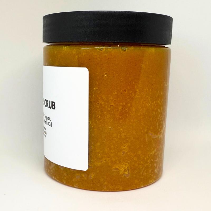 Turmeric Sugar Scrub, Exfoliating Body Scrub, Even Out Skin Tone, Glowing Skin, Radiant Skin, Turmeric Oil, Clary Sage, Frankincense Oil, Myrrh Oil