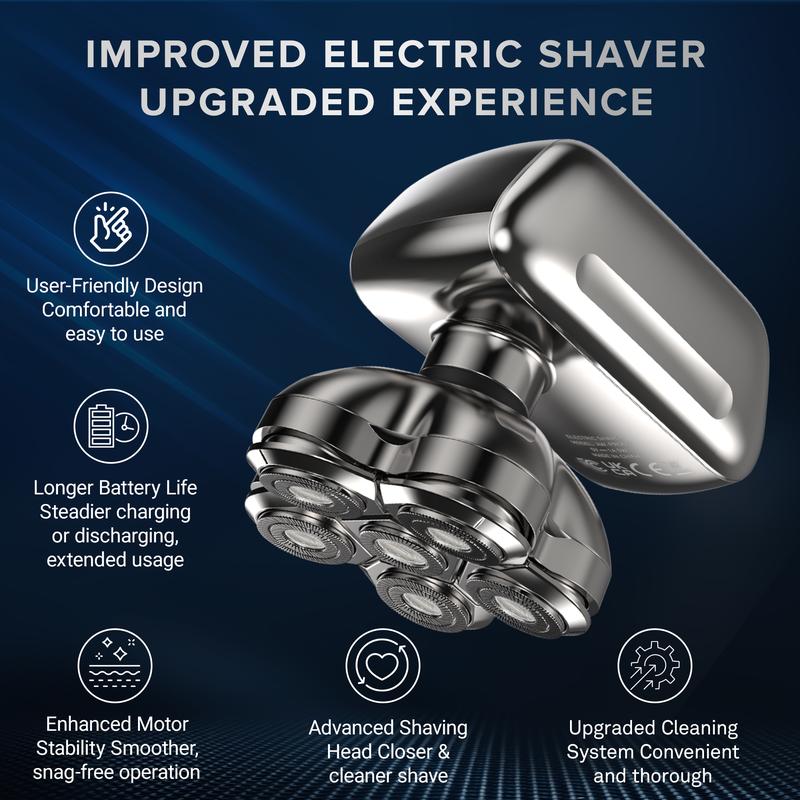 AidallsWellup Waterproof Bald Head Shaver – Electric, Close Shaving, Comfortable for Skull – Ideal for Bald Men Seeking Smooth Shave and Ease