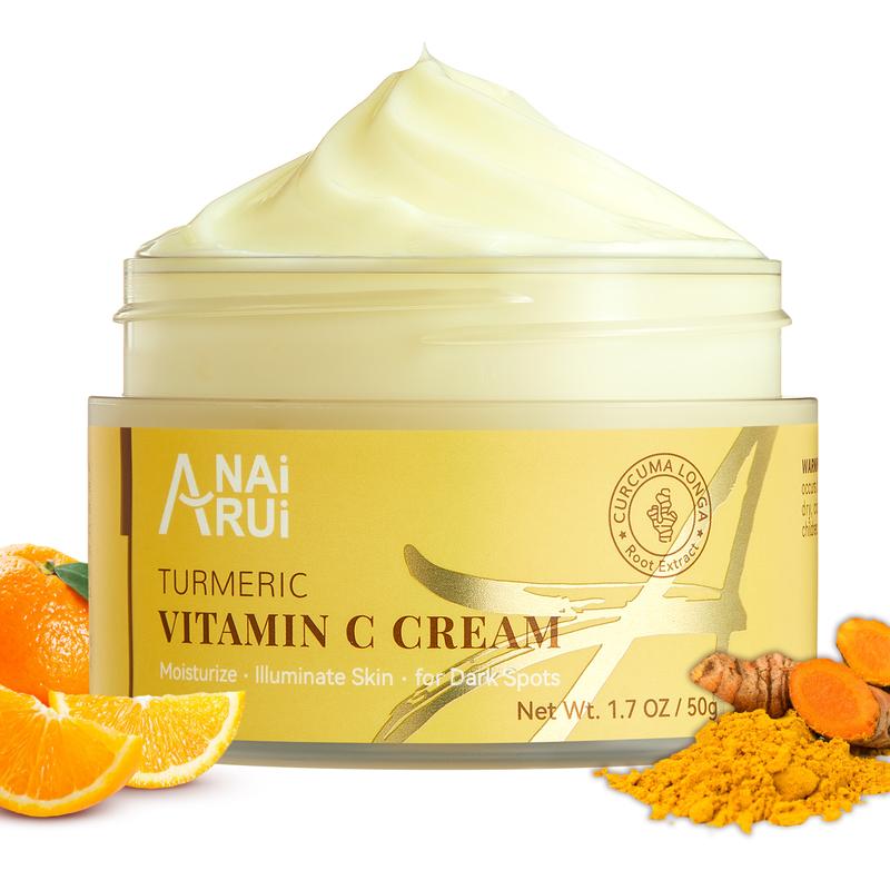 ANAiRUi VC Turmeric Face Cream, Turmeric Face Moisturizer with Vitamin C for Hydrating, Uneven Skin Tone Skin, Skincare Cream for All Skin Type