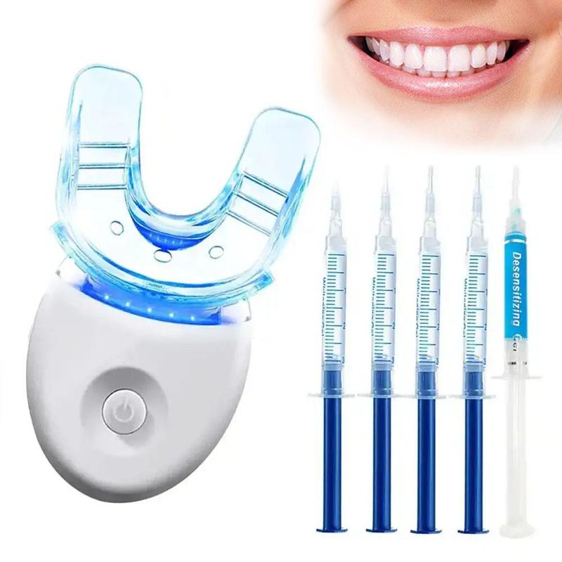 Led Teeth Brightening Kit, 1 Set Led Teeth Brightening Device Kit Including 5 X 3ml Carbamide Peroxide Teeth Gel, Easy To Use