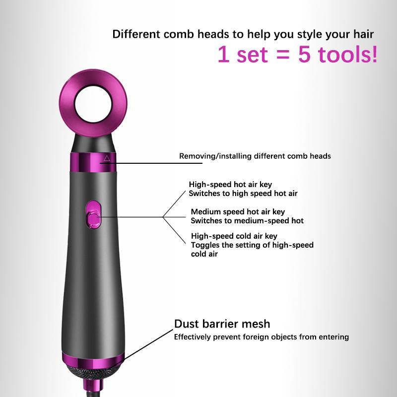 Multifunctional Hot Air Brush Hair Dryer, 1 Set Automatic Curling Iron for Christmas Gift, Hair Straightener, Professional Hair Styling Tool for Home & Salon Use