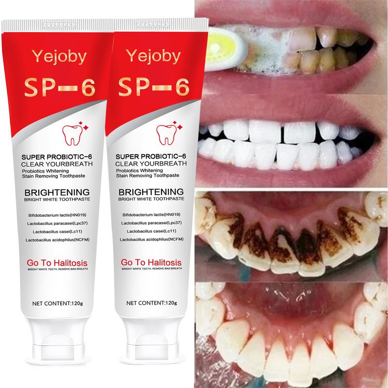 (3 Counts only 19.99$) SP-6 Probiotic Toothpaste：Enhanced Formula Balances The Oral Microbiome, Removes Stains, And Provides Long-lasting Fresh Breath.