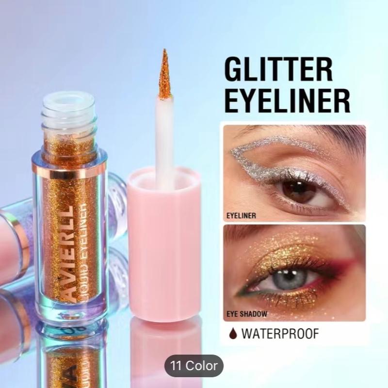 Glitter 10 Colors Liquid Eyeliner Pen, Long Lasting Shimmer Waterproof Colourful Eyeliner, Easy Coloring Smudge Proof Fast Drying Eye Makeup Lipliner Cosmetic Multicolor