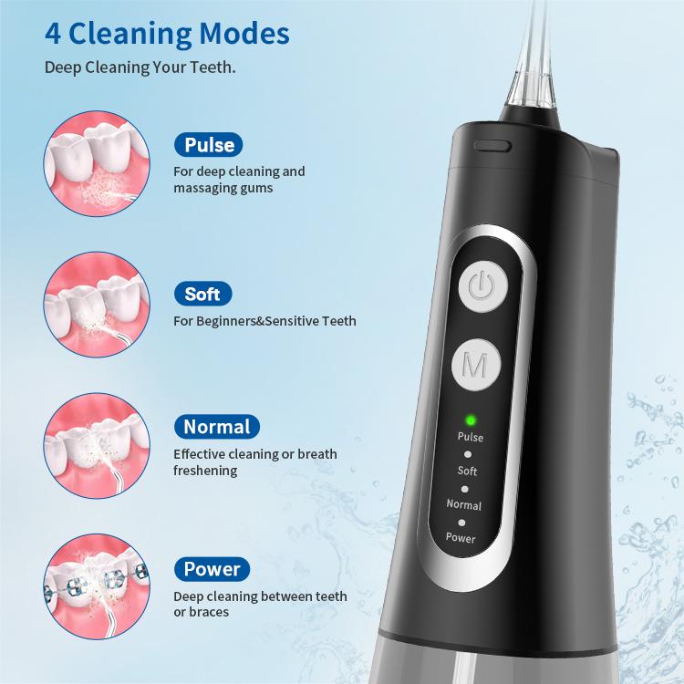 Joyye Oral Irrigator, Water Flosser, 4 Cleaning Modes, Deep Clean Your Teeth, Detachable 300ml Water Tank, IPX7 Waterproof, Low Noise, Ideal for Travel, Durable Cleansing