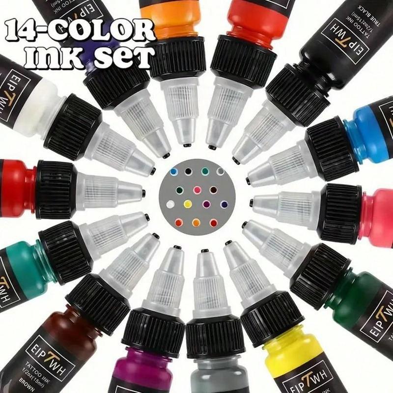 Tattoo Ink Set, 14pcs set Tattoo Pigment, Professional Tattoo Ink Pigment, Body Art Tattoo Pigment, Tattoo Supplies for Beginners & Professionals, Body Makeup, Christmas, Christmas Gift