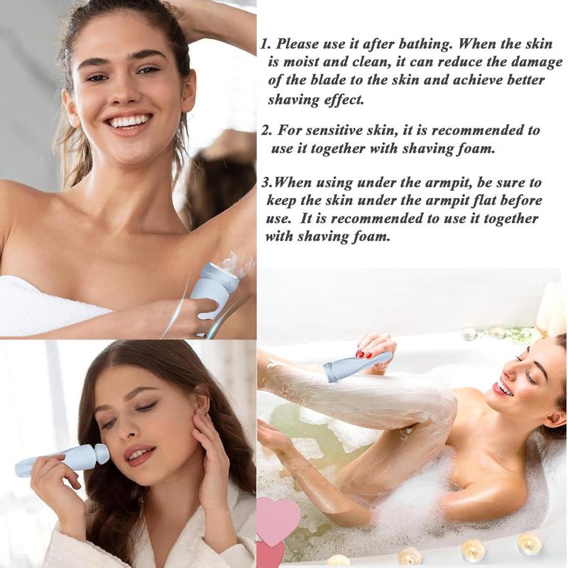 Comfort Women's Electric Shaver, Epilator Hair Remover，2-in-1 Cordless Razor with Detachable Head, Wet & Dry Use Rechargeable Bikini Trimmer for Women Legs Underarm Face Pubic Hairs, Summer Gift, Body Hair Trimmer, Christmas Gift