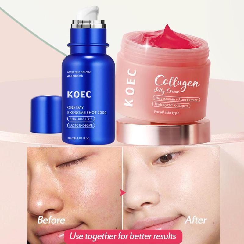 KOEC[Seven-day free trial,full refund if not satisfied]Korean family aesthetics 2-in-1 I experience glass gloss effect zero exosome needle essence+collagen niacinamide jelly cream combination facial skin care,girls,women,gifts,birthday gifts,holiday gifts