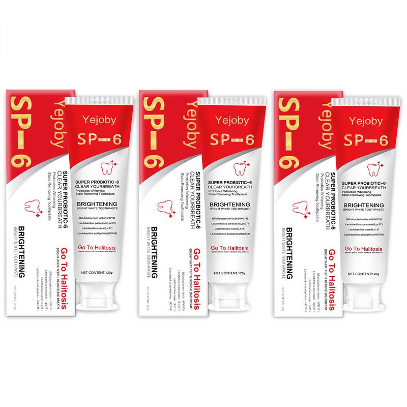 (3 Counts only 19.99$) SP-6 Probiotic Toothpaste - Enhanced Formula Nourishes Oral Microbiome, Eliminates Stains, & Ensures Lasting Fresh Breath sp6,sp-6,SP6