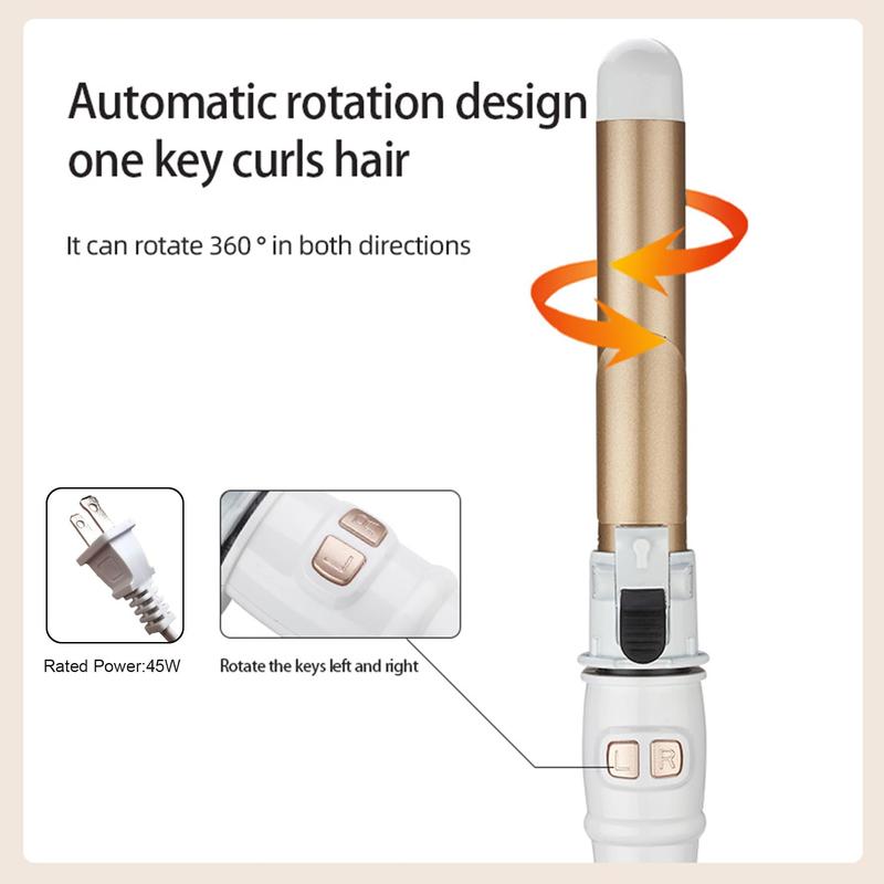 Automatic Rotating Curling Iron, Quick Heating Hair Curler with Hair Clip Design, Professional Hair Styling Tool for Women