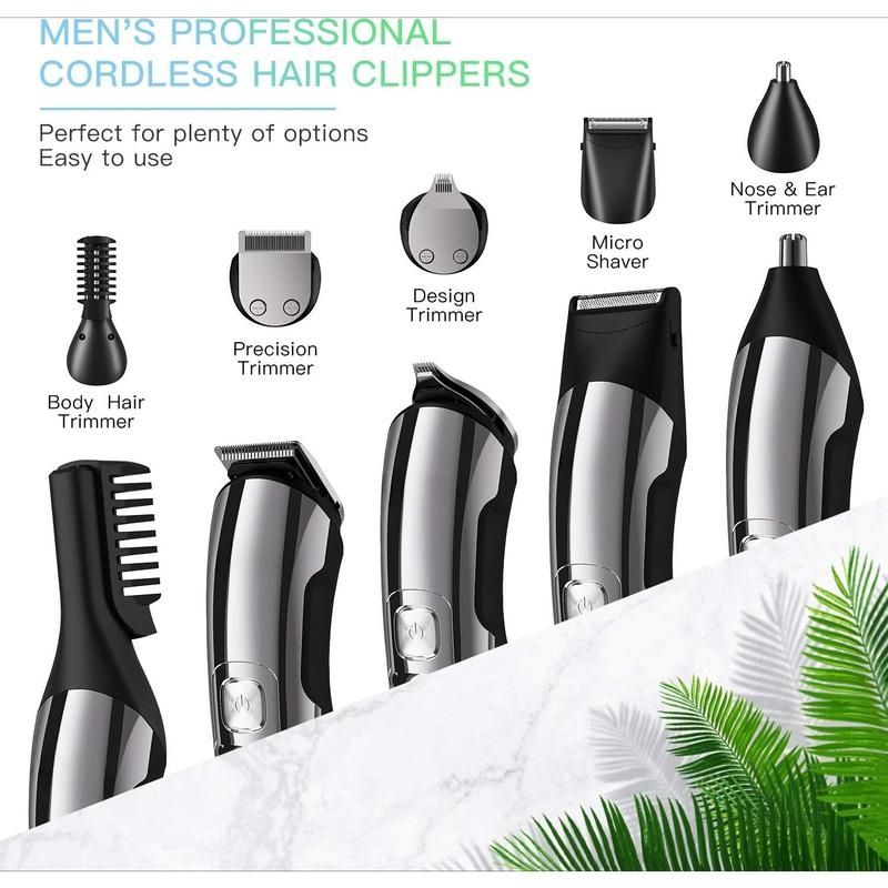 Beard Trimmer for Men, Electric Razor & Shaver, Cordless Hair Clippers Set, IPX7 Waterproof Grooming Kit for Face, Body, Ear, Nose – Gifts for Men