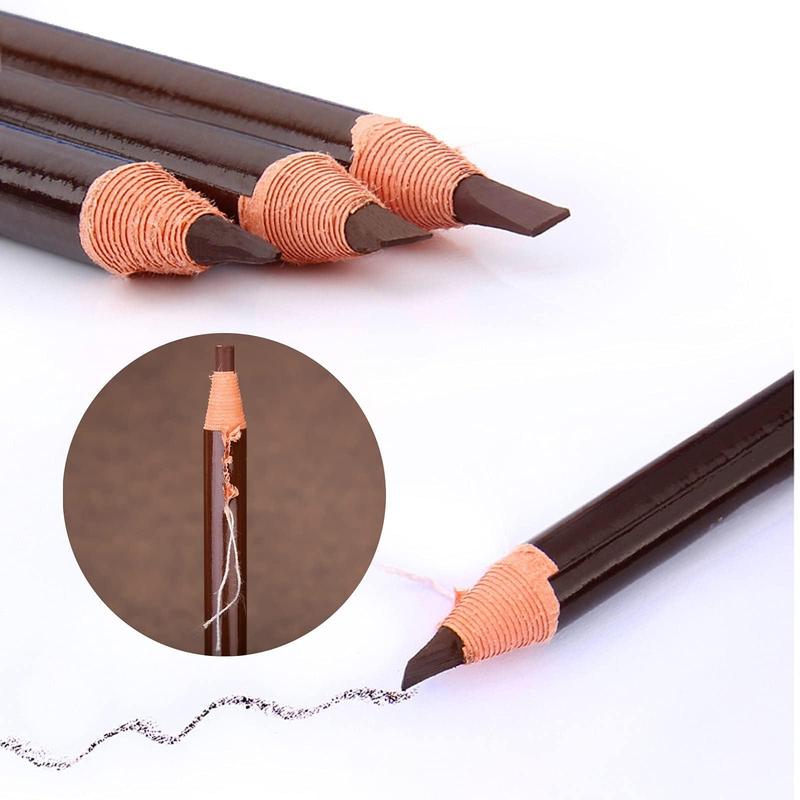 Waterproof Eyebrow Pencil Set, Pull-Off Peel, Microblading Eyebrow Pencil Supplies Kit, White Eyeliner and Eyebrow Tools Tattoo Makeup for Marking (5+1 Dark Brown)