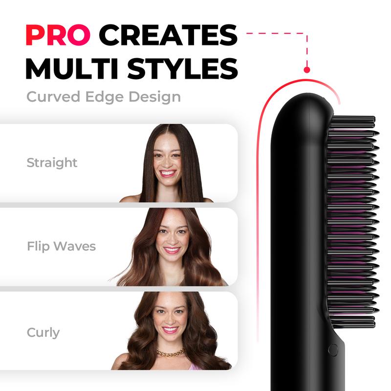 TYMO PORTA PRO-Cordless Portable Straightening Brush for Travel hair straightening Comfort pink hairstraightener