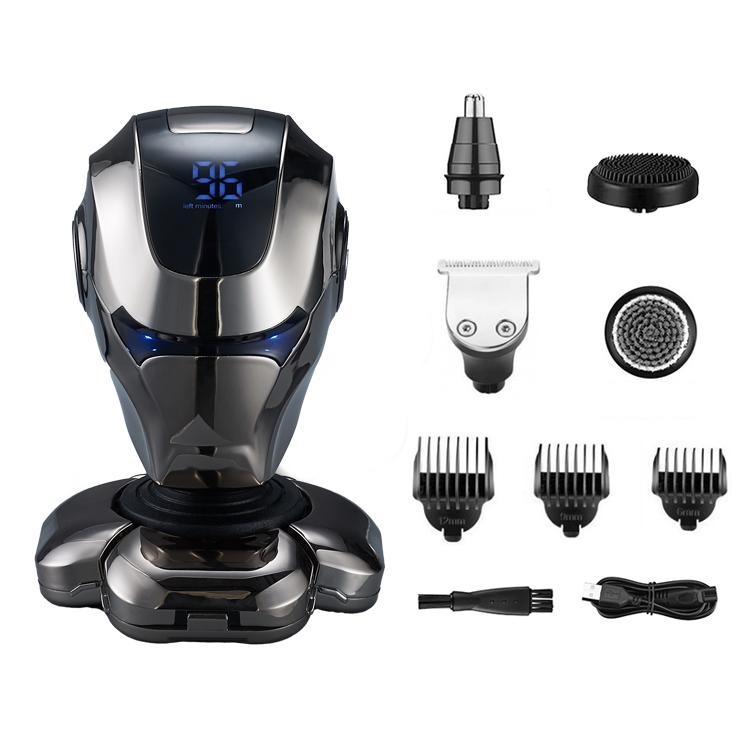 9-head head and face shaver, 5-in-1 premium bald electric head shaver, men's premium grooming set, wet and dry washable, suitable for beard, hair, sideburns, nose hair, detachable blade head, smooth shaving, no stray hair