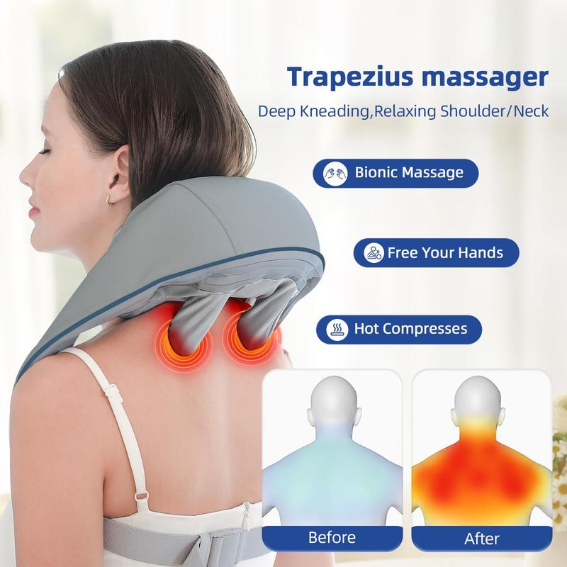 Neck and Shoulder Massager, Wireless Portable Massager, 6th Generation Shiatsu Back Shoulder and Neck Massager, Comfort, Best Gift, Mother's Day Gift, Father's Day Gift Cordless Relaxing