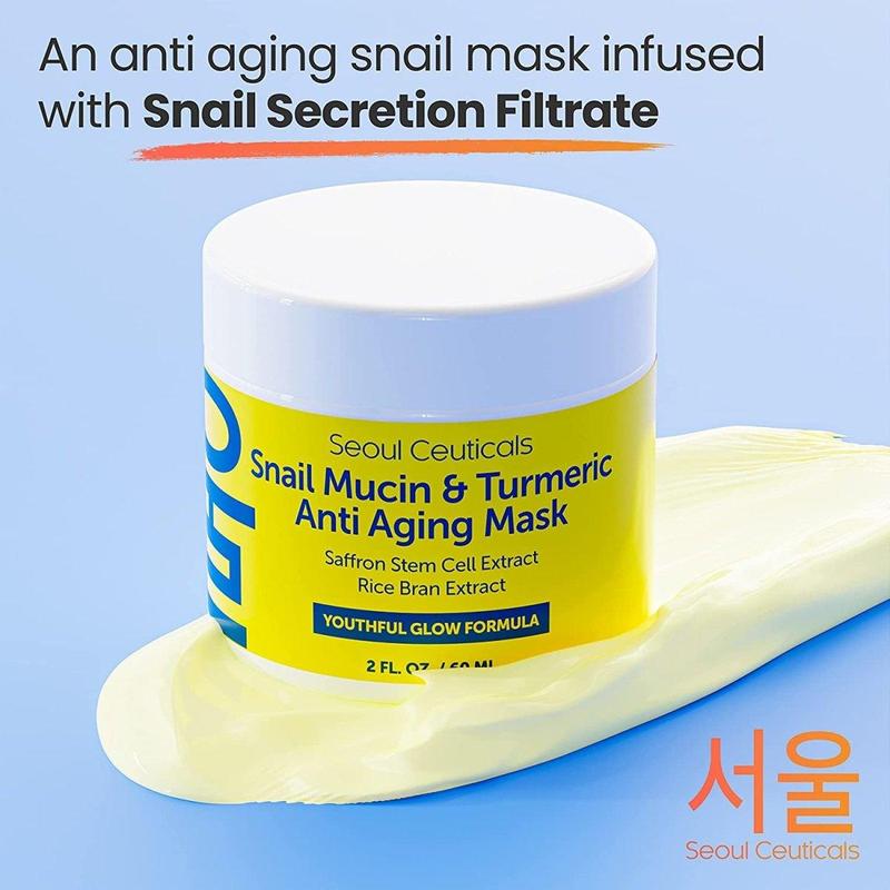 Snail Mucin & Turmeric Anti Aging Mask Skincare Face Mask Korean Skin Repair & Comfort