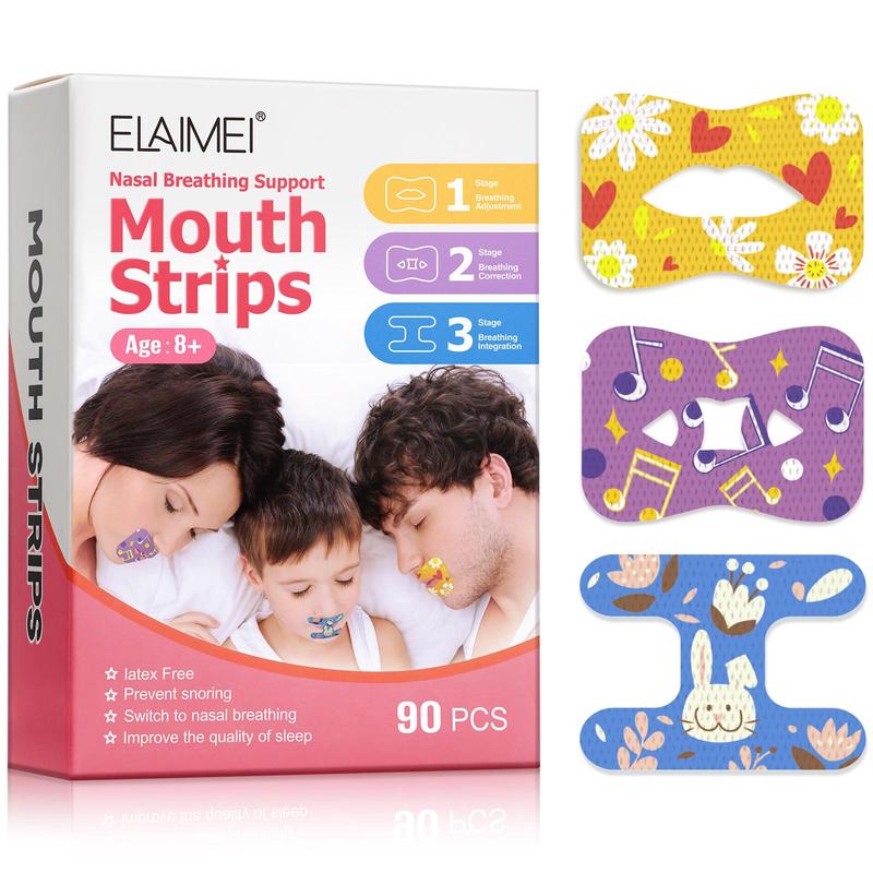 ELAIMEI Universal Closed Mouth Patches For Adults And Children, 90pcs 3 In 1 Patches To Correct The Bad Habit Of Breathing Through The Mouth And Improve The Quality Of Sleep Better Healt