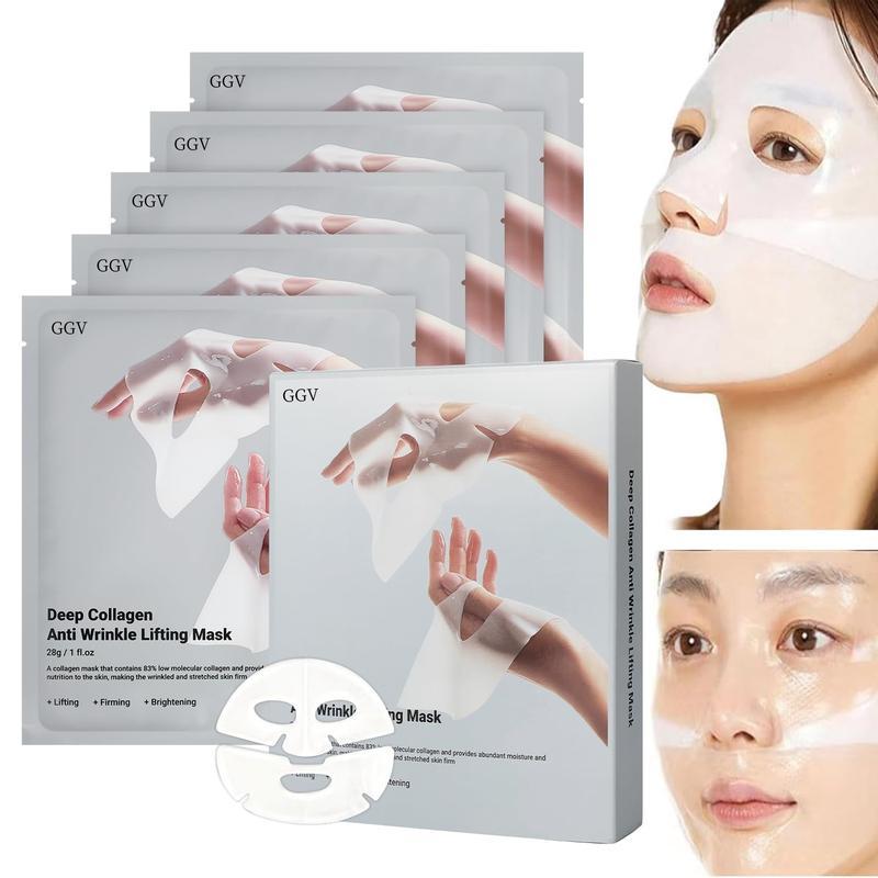 GGV Deep Collagen Face Mask,The Original Overnight Collagen Mask,Skin Firming, Daily Moisturizing & Nourishing, Skincare Delicate,Soothing and Smooth Skin Repair,Increase Skin Moisture,Comfort Facial Skin,5PCS Moisturize Radiant