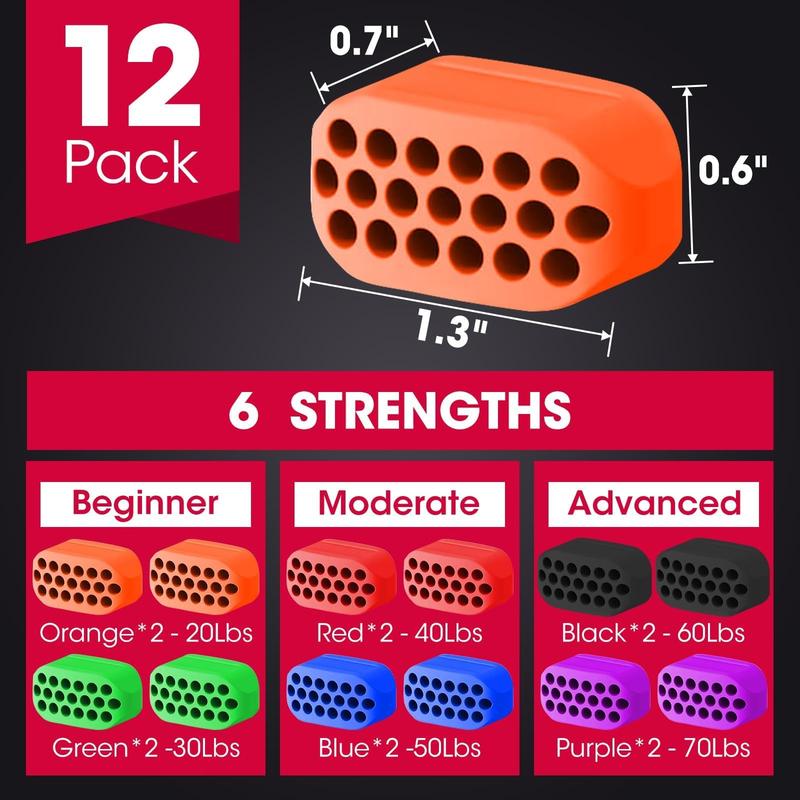 Jaw Exerciser for Men & Women (12Pack), 6 Resistance Levels, Silicone Jawline Exerciser, Jaw Trainer Strengthener, Jawline Shaper, Jaw Line Exercise