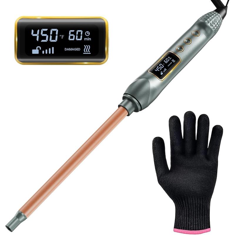 1 2 Inch Small Curling Iron, 13mm Tiny Curling Iron Wand Barrel for Medium Long Hair, Ceramic Skinny Long Barrel Curling Iron w LCD Display, Curling Wand w Heat Glove for Styling, Tight Curls