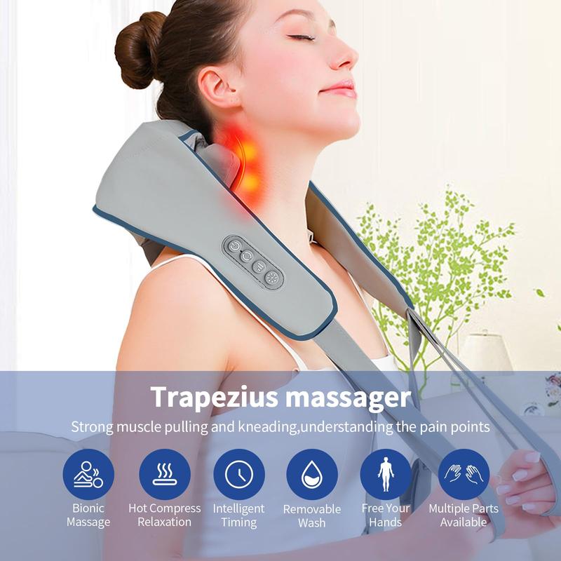 Neck and Shoulder Massager, Wireless Portable Massager, 6th Generation Shiatsu Back Shoulder and Neck Massager, Comfort, Best Gift, Mother's Day Gift, Father's Day Gift Cordless Relaxing