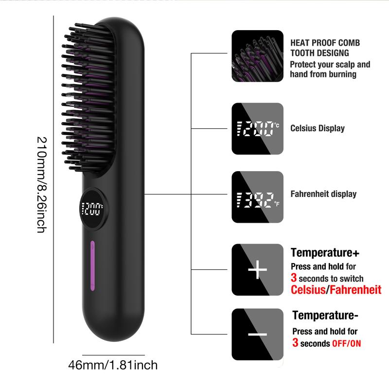 TYMO RING PLUS Hair Straightener Combwith Brush and Comfort Features hairstraightening Negative lonic hairwaver Saloncomfortable handle muk straightener curling  iron