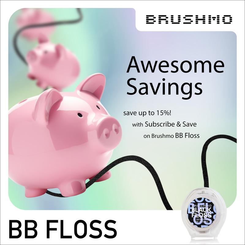 Brushmo Black Floss (BB Floss), 3 spool (165 yd) Mint, Non-Toxic PTFE & PFAS Free, US Dentist-Designed, Stain-Absorbing, Woven Expanding, Natural Wax to Prevent Gum Disease, Oral Care for Adults