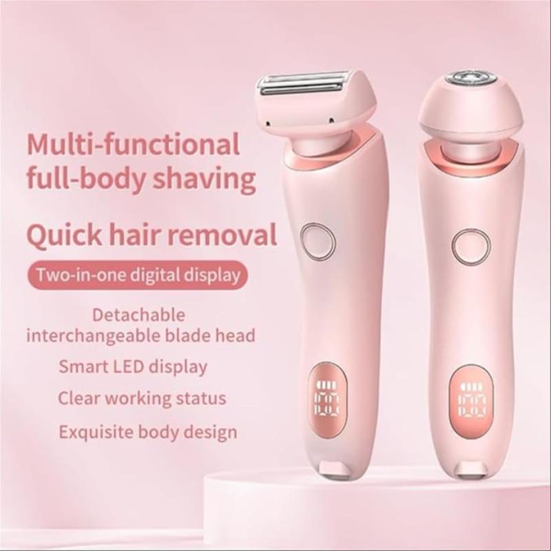 Comfort Women's Electric Shaver, Epilator Hair Remover，2-in-1 Cordless Razor with Detachable Head, Wet & Dry Use Rechargeable Bikini Trimmer for Women Legs Underarm Face Pubic Hairs, Summer Gift, Body Hair Trimmer, Christmas Gift