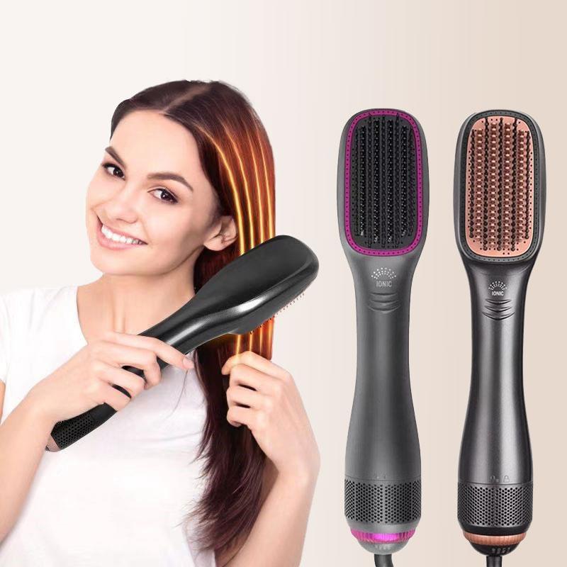 2 in 1 Hot Air Brush Hair Dryer & Straightener, 1 Count Ceramic Coating Hair Styling Tool with 3 Temperature Settings, Professional Hair Tool for Home & Salon Use