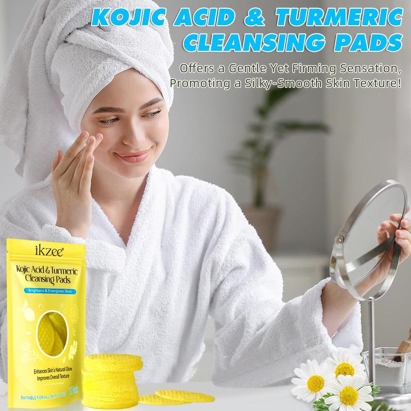 Kojic Acid Turmeric Cleansing Pads, 60pcs box Balances Skin Oil, Mild and Non-irritating, Moisturizes The Skin and Enhances Skin Radiance