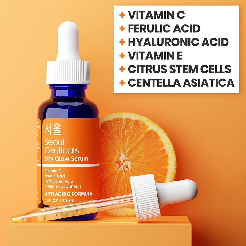 SeoulCeuticals Korean Skin Care 20% Vitamin C Hyaluronic Acid Serum + CE Ferulic Acid - Potent Anti Aging, Anti Wrinkle Korean Beauty 1oz Acne Clear Daily Facial Facial Serum Skin Repair Comfort