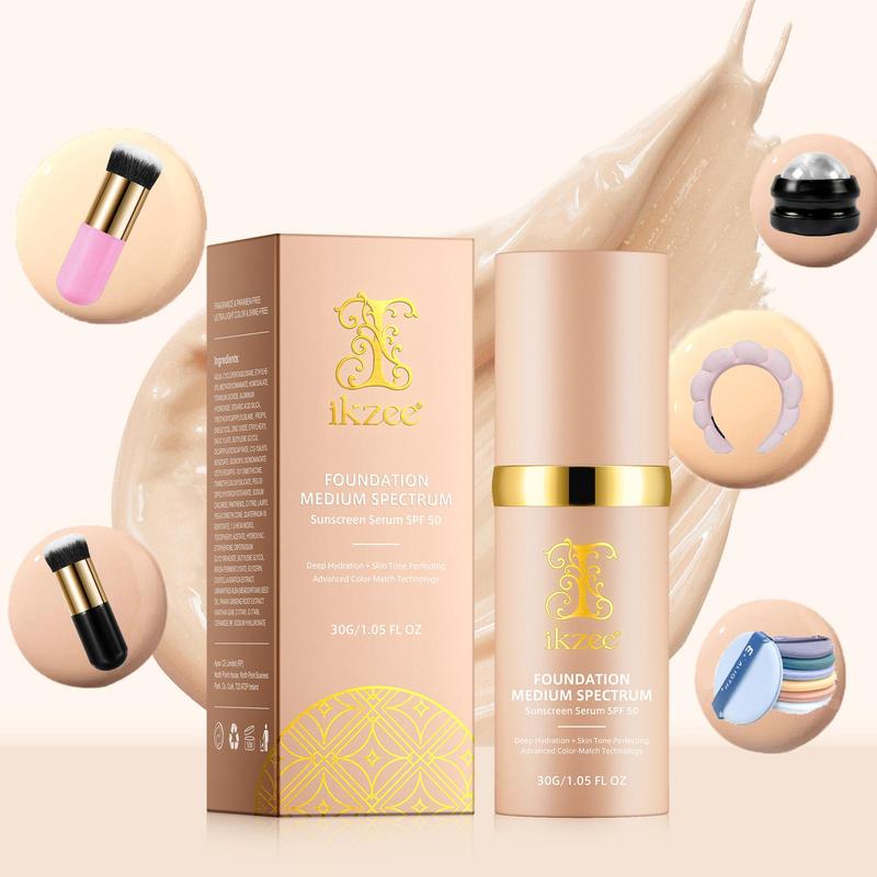 Color Changing Foundation, 1 Box Concealer Liquid Foundation with Accessories, Moisturizing Sunscreen Liquid Foundation, Makeup Product for Women & Girls